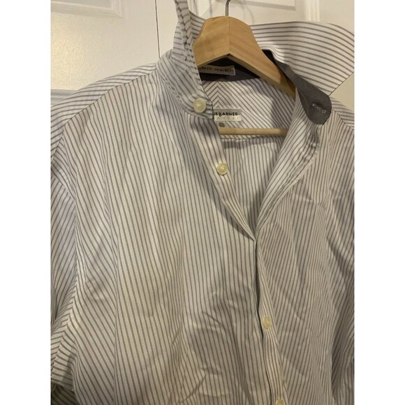 Jhane Barnes Men’s Sz 17 Long Sleeve Button‎ Down Slim Fit Non Iron White Gray - Picture 9 of 9